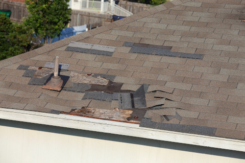 Hurricane roof damage in Saint James